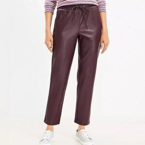 LOFT Faux Leather Jogger Pant - Burgundy | Like New, Size S
